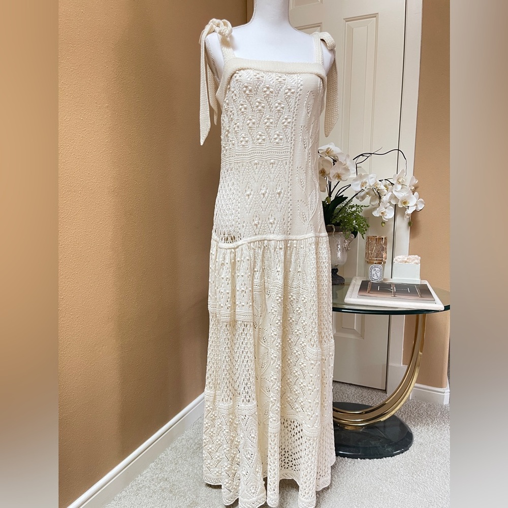 Zimmermann Anneke Patchwork Dress Crochet Cotton Cream sz AU 4 NEW $950